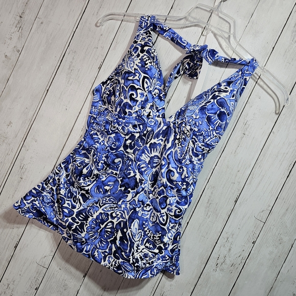 Ralph Lauren LRL Playa Floral Halter Tankini Swimsuit Top Bikini Bottom Size 8. - Picture 5 of 13